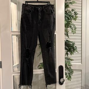 Black ripped jeans skinny stretchy size 31